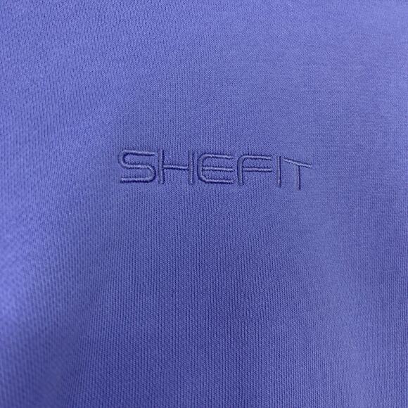 Shefit Cropped periwinkle fleece comfort hoodie Women size Small Pullover - Picture 3 of 8